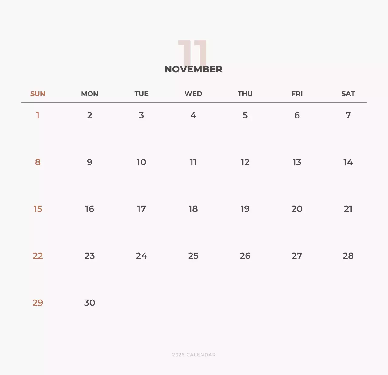 하늘색 심플 달력 캘린더