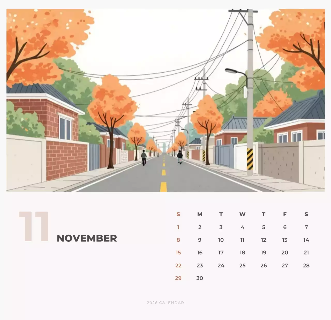 하늘색 심플 달력 캘린더