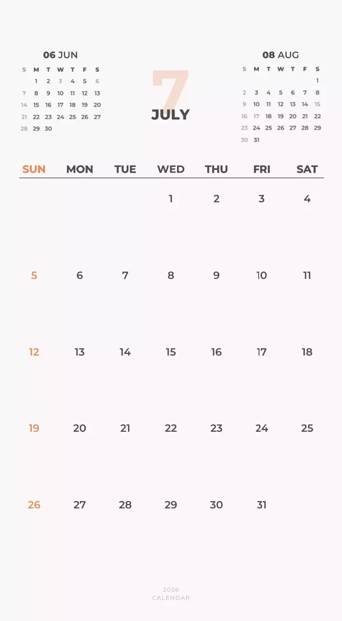 하늘색 심플 캘린더 달력