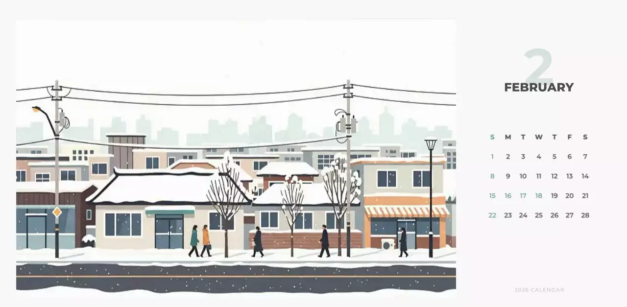 하늘색 심플 달력 캘린더