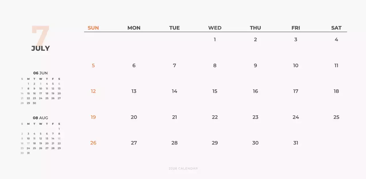 하늘색 심플 달력 캘린더