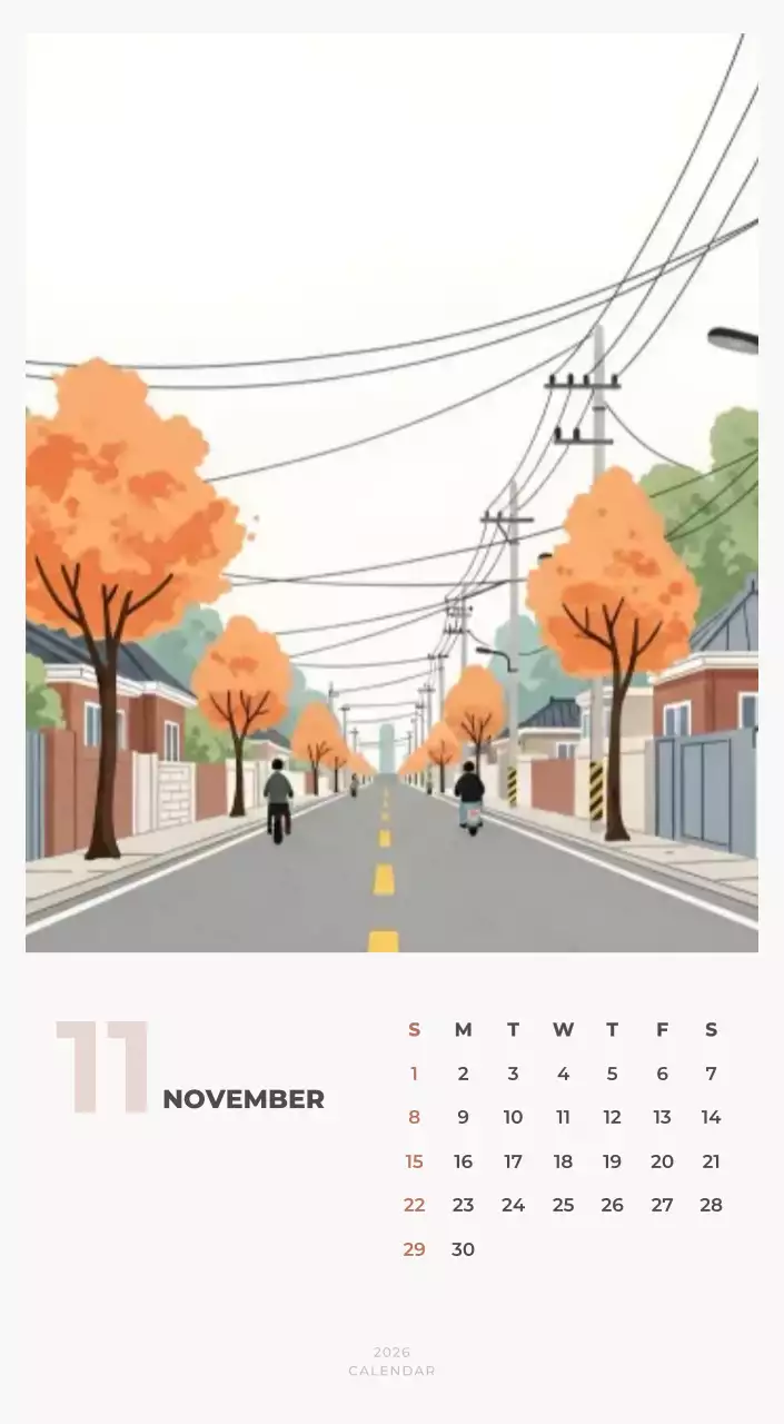 하늘색 심플 캘린더 달력