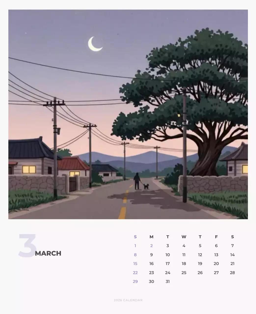 하늘색 미니멀 캘린더 달력