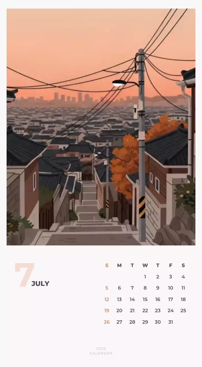 하늘색 심플 캘린더 달력