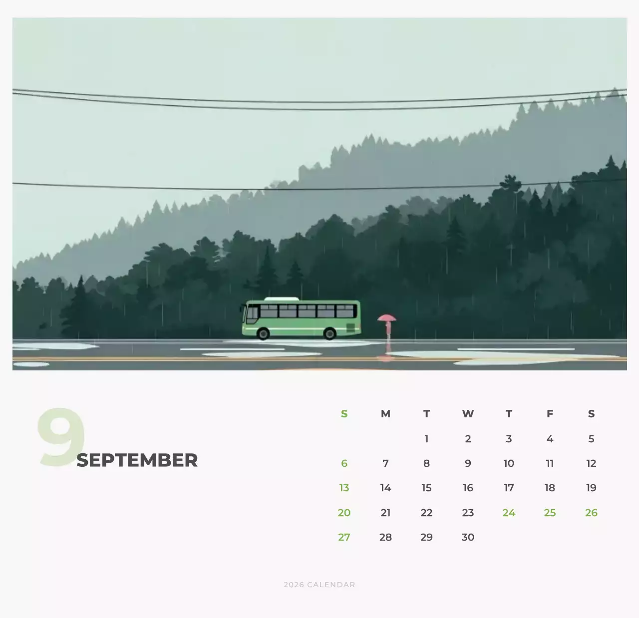 하늘색 심플 달력 캘린더