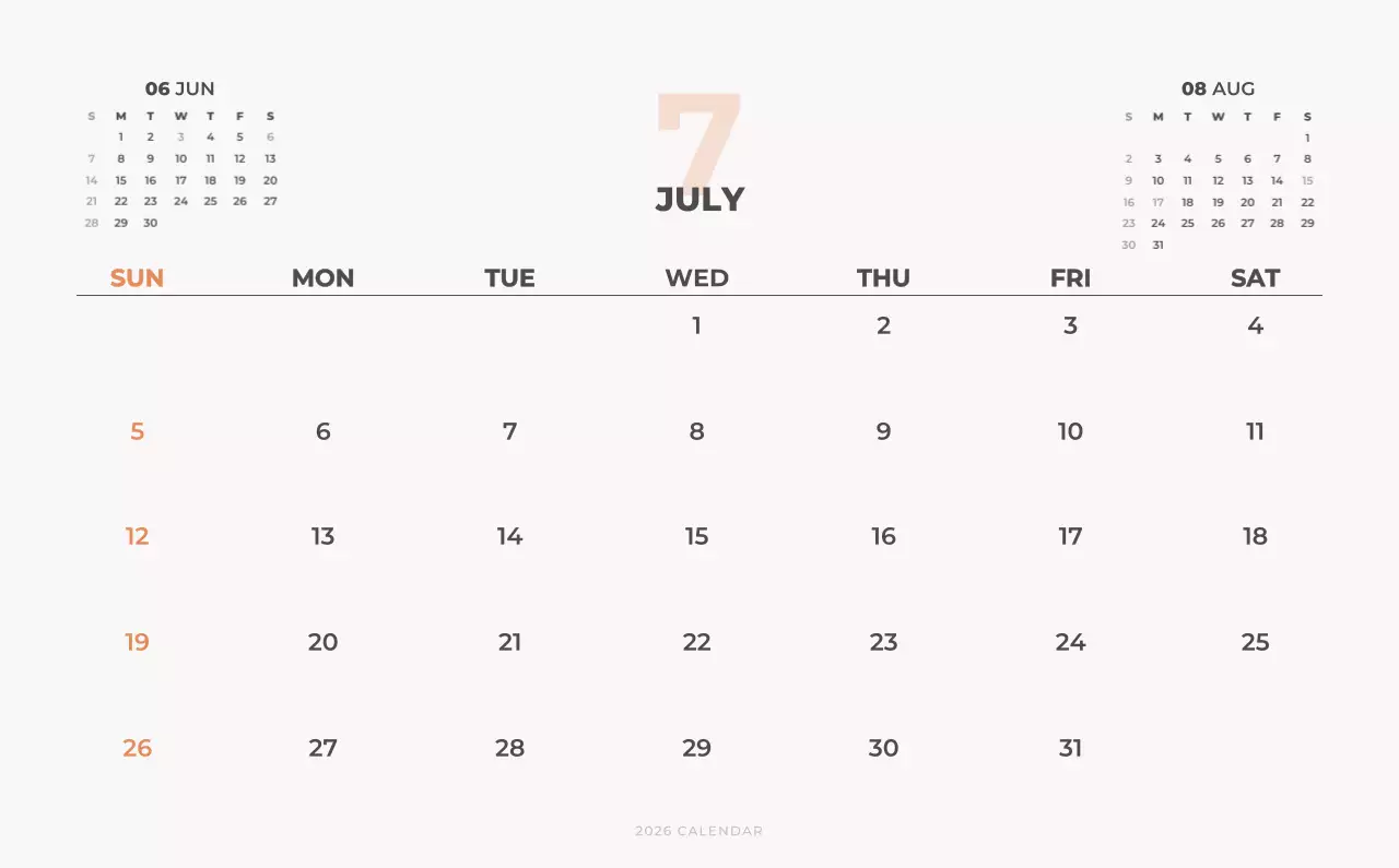 하늘색 심플 도시 달력