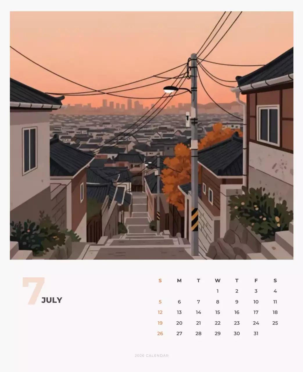 하늘색 미니멀 캘린더 달력