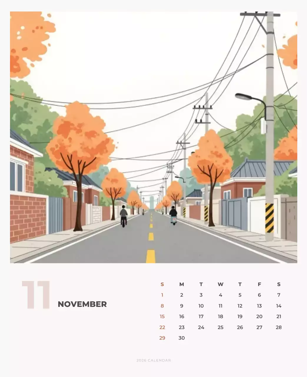 하늘색 미니멀 캘린더 달력