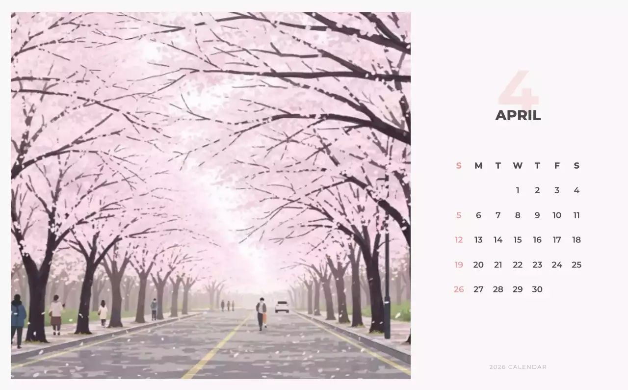 하늘색 심플 도시 달력