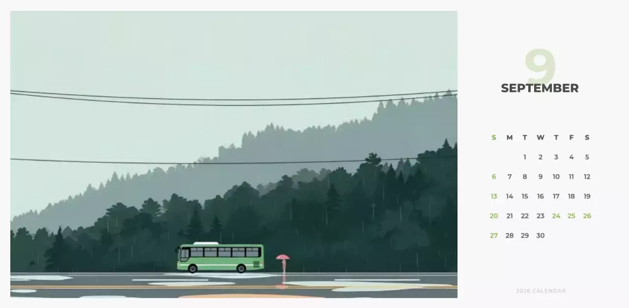 하늘색 심플 달력 캘린더