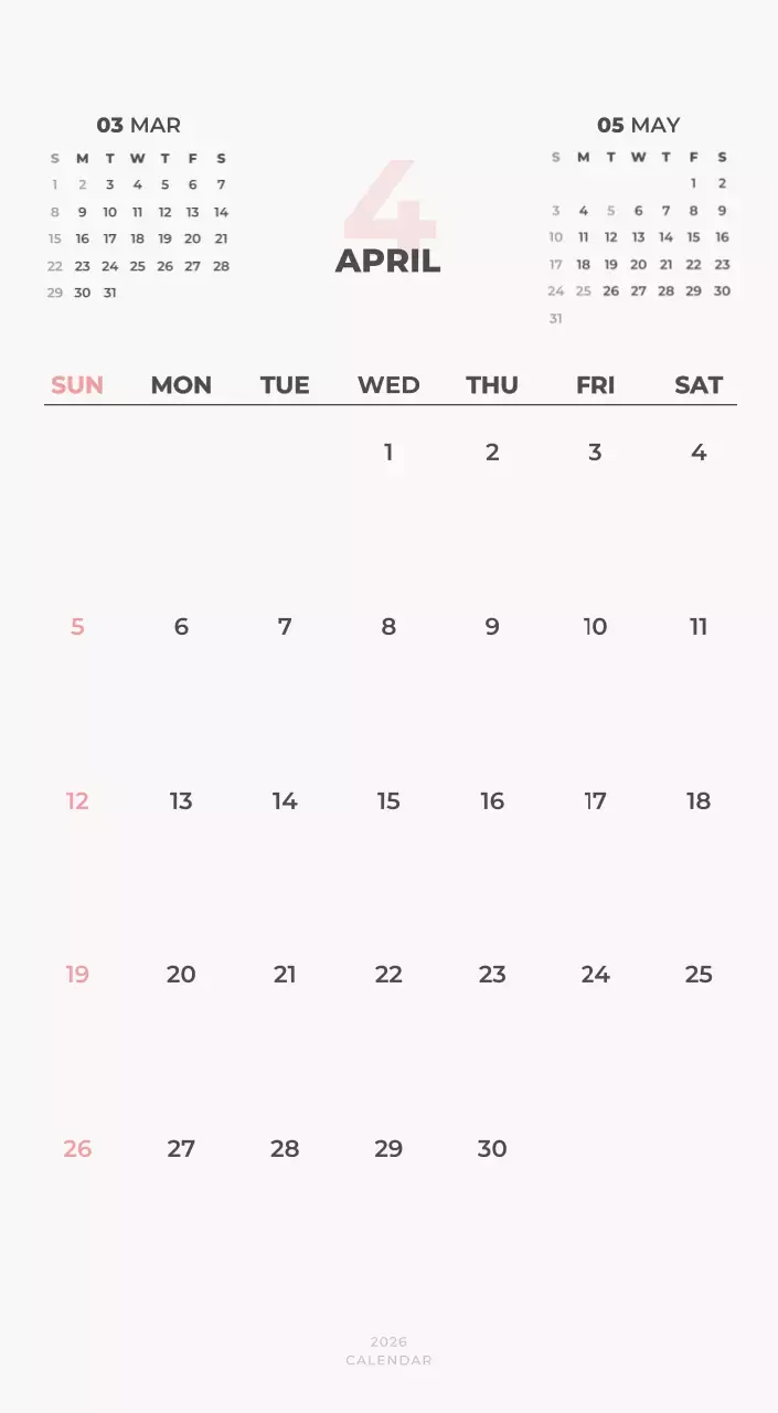 하늘색 심플 캘린더 달력