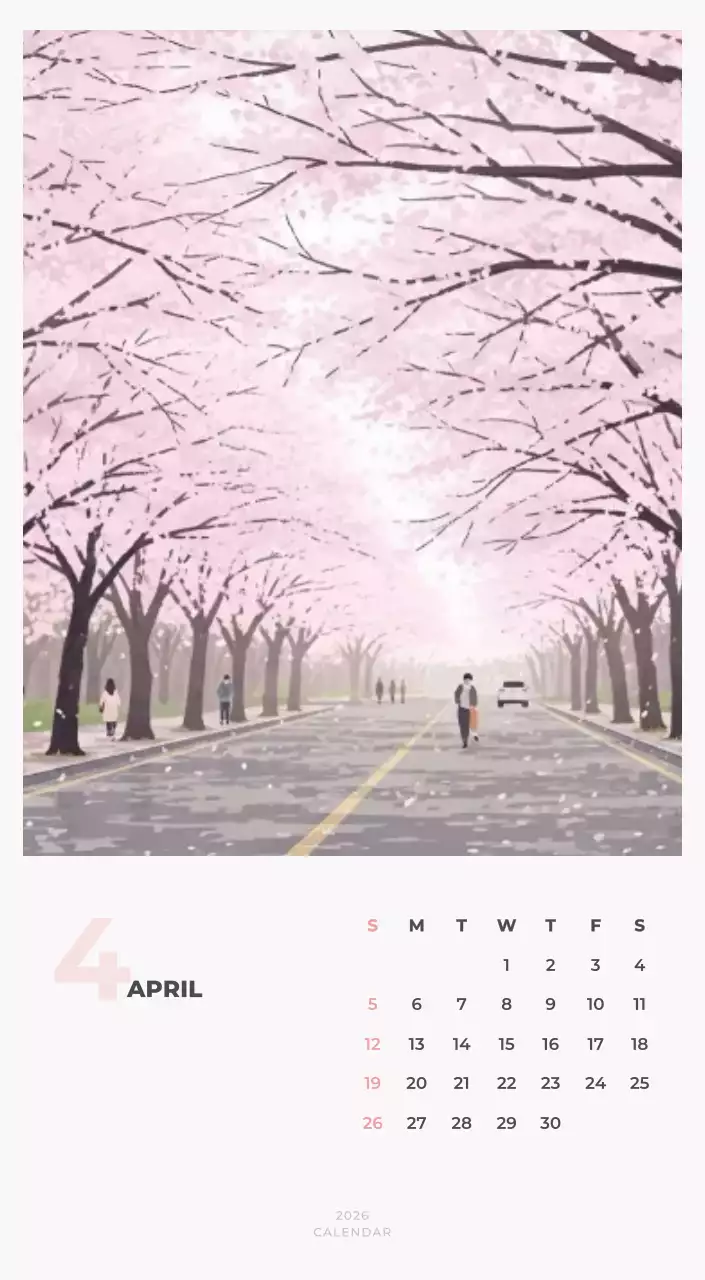 하늘색 심플 캘린더 달력