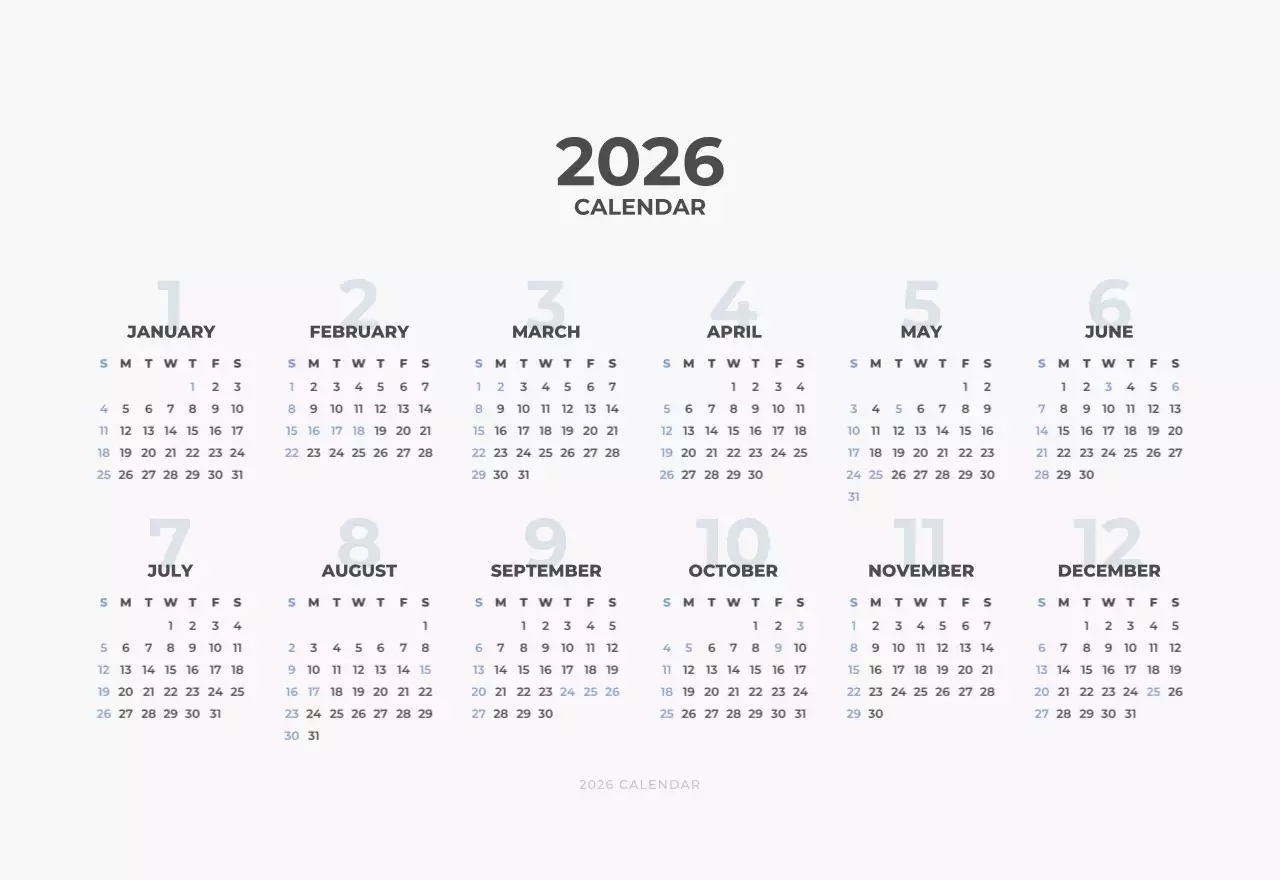 하늘색 심플 도시 캘린더