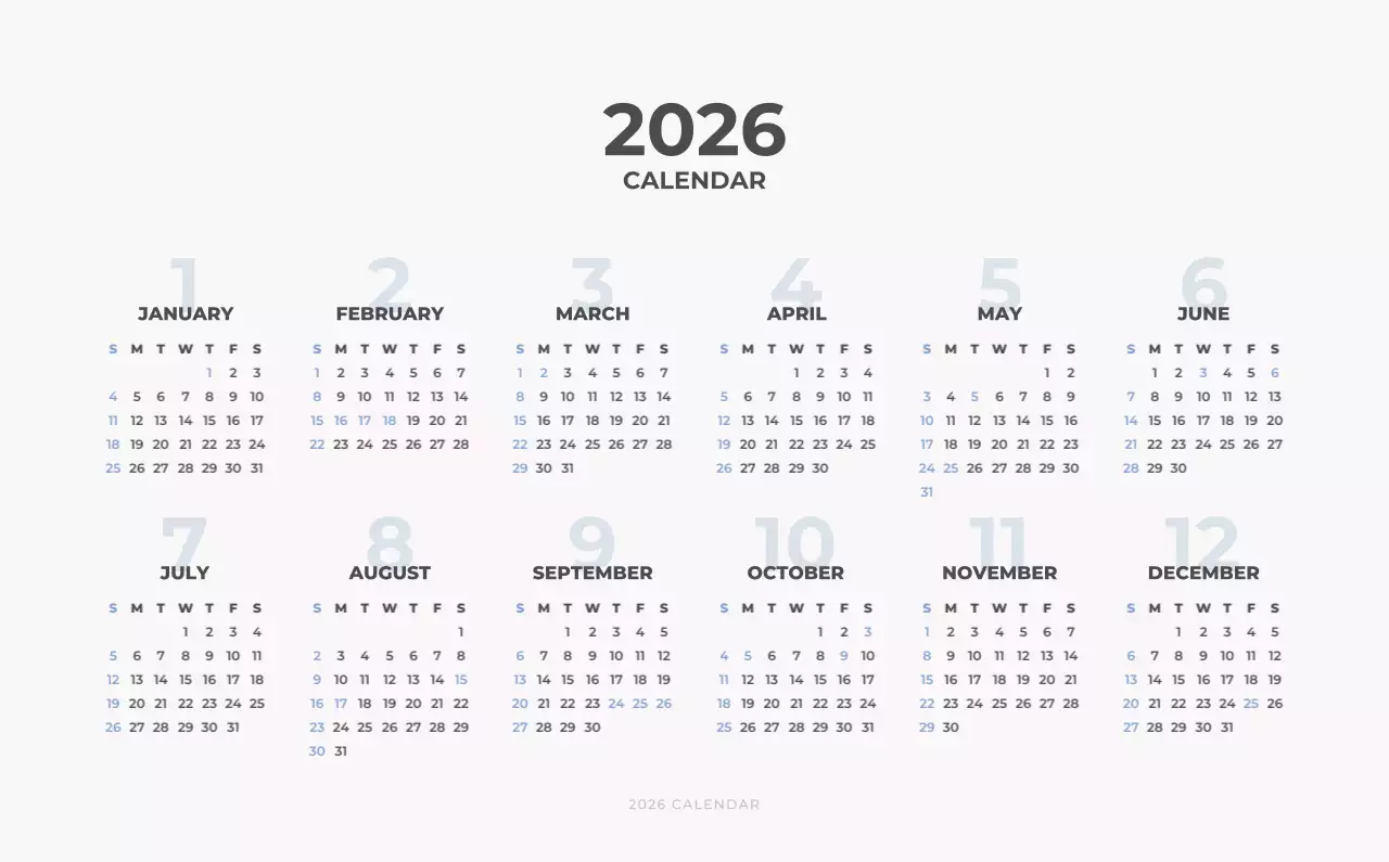 하늘색 심플 도시 달력