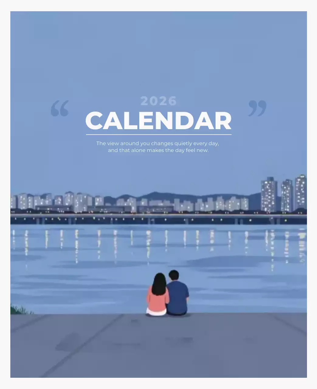 하늘색 미니멀 캘린더 달력