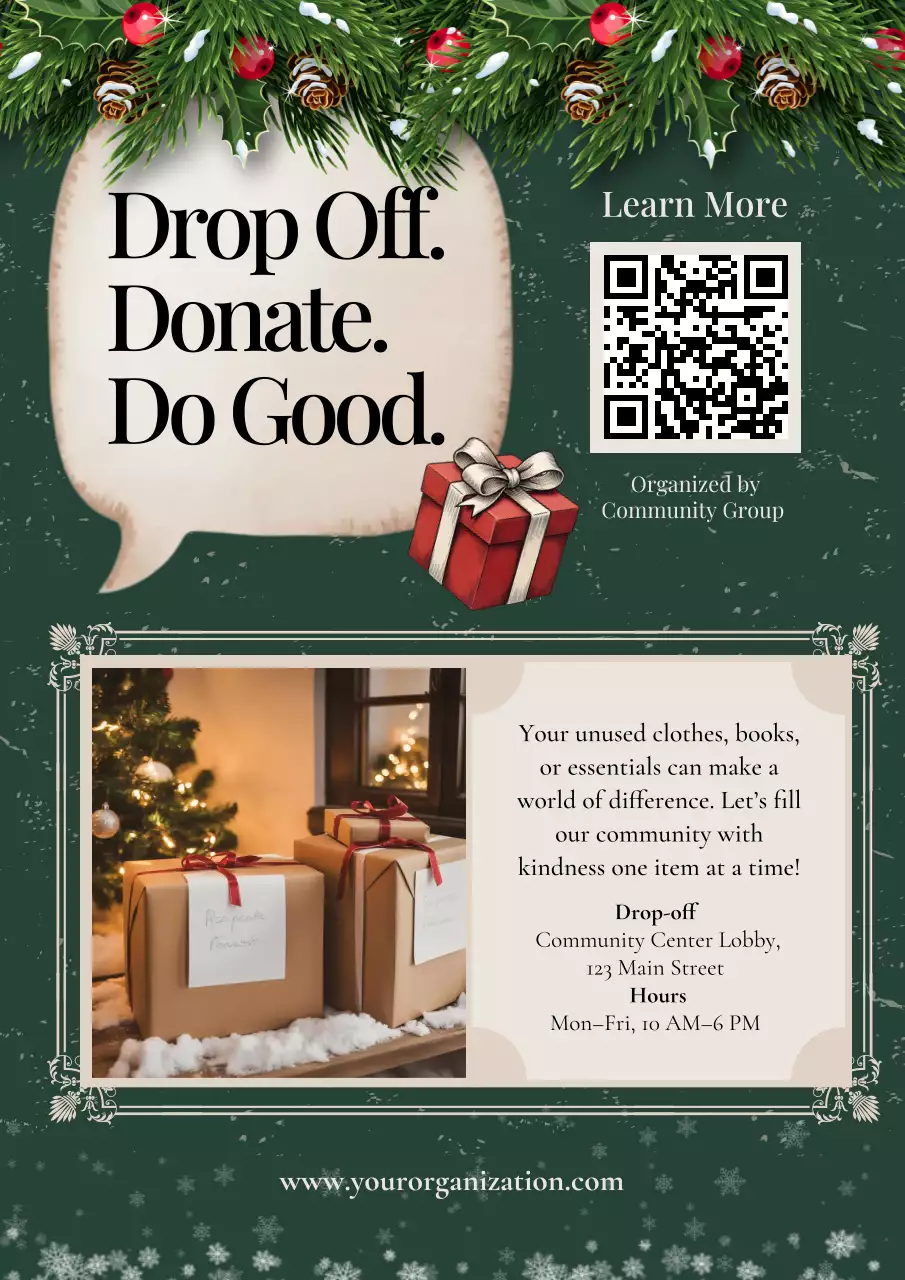 Green Festive Donation Announcement Poster