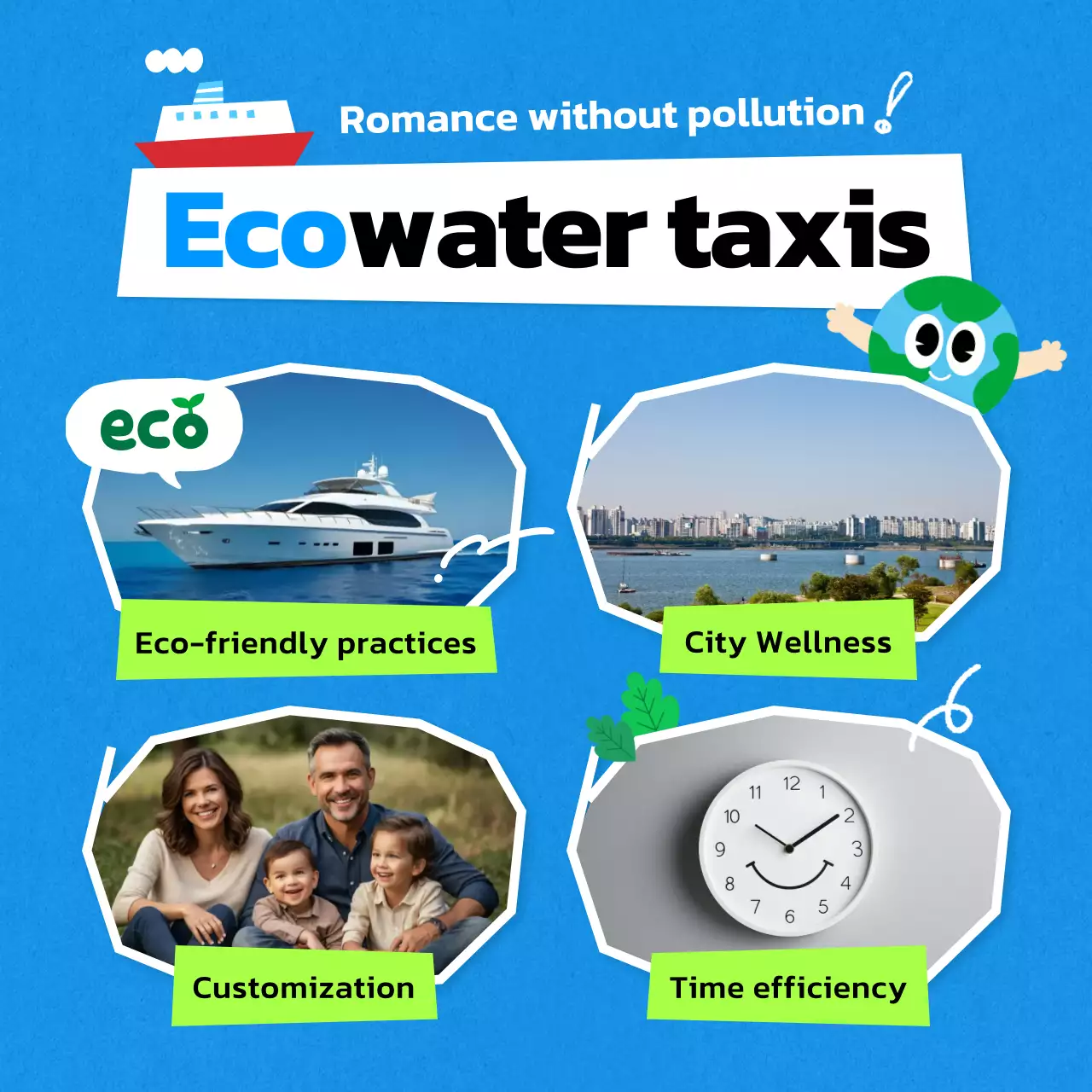 Promoção publicitária ecológica azul