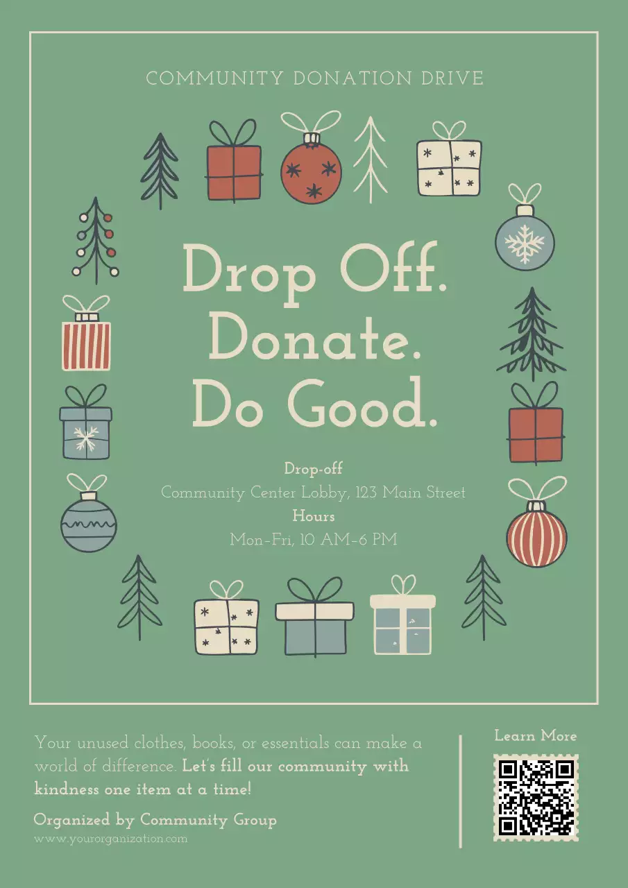 Teal Vintage Donation Announcement Poster