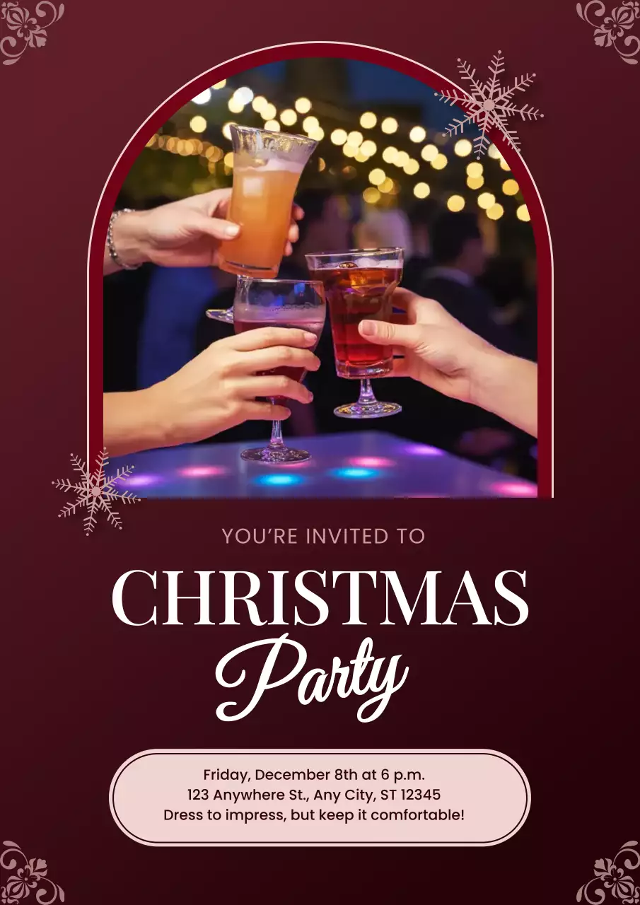 Red Elegant Cocktail Party Invitation Poster