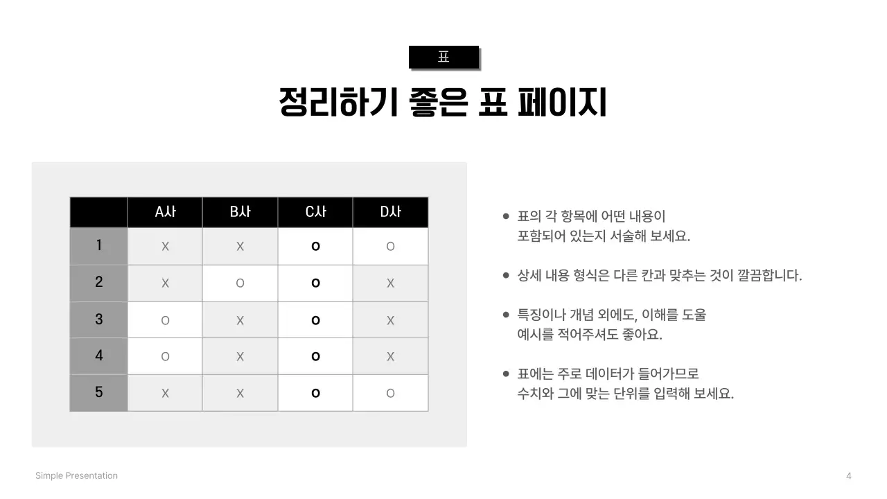 검정 심플 프레젠테이션 설명서