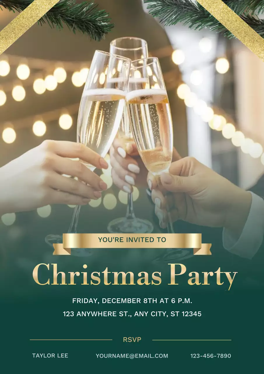 Green Elegant Cocktail Invitation Poster