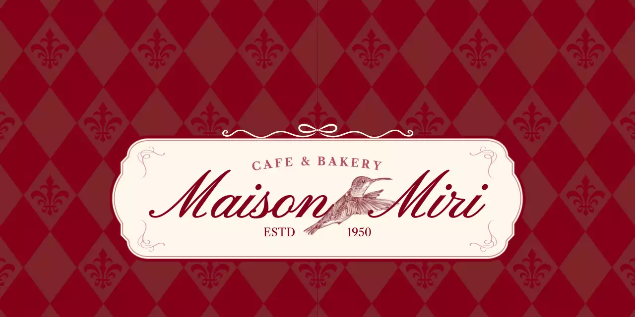 レッド クラシックなカフェ ロゴ 包装