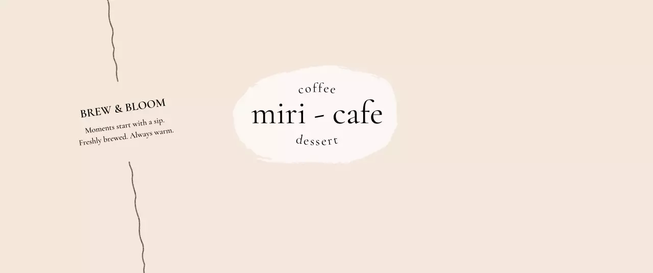 ベージュ シンプル カフェ ロゴ 感性テキスト