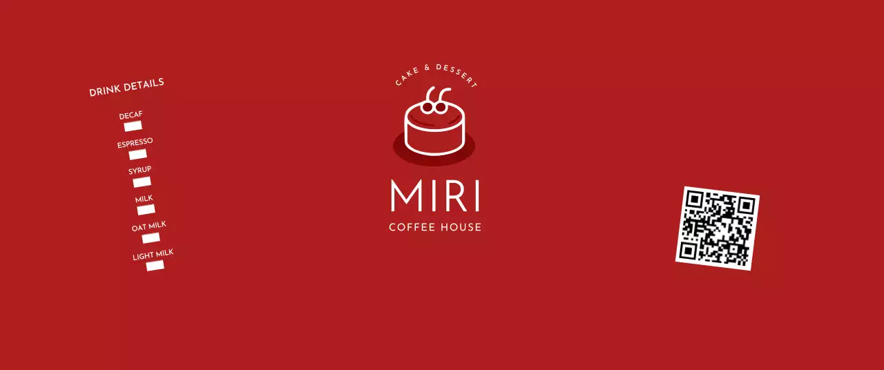 赤 シンプル カフェ ロゴ キューアールとチェック