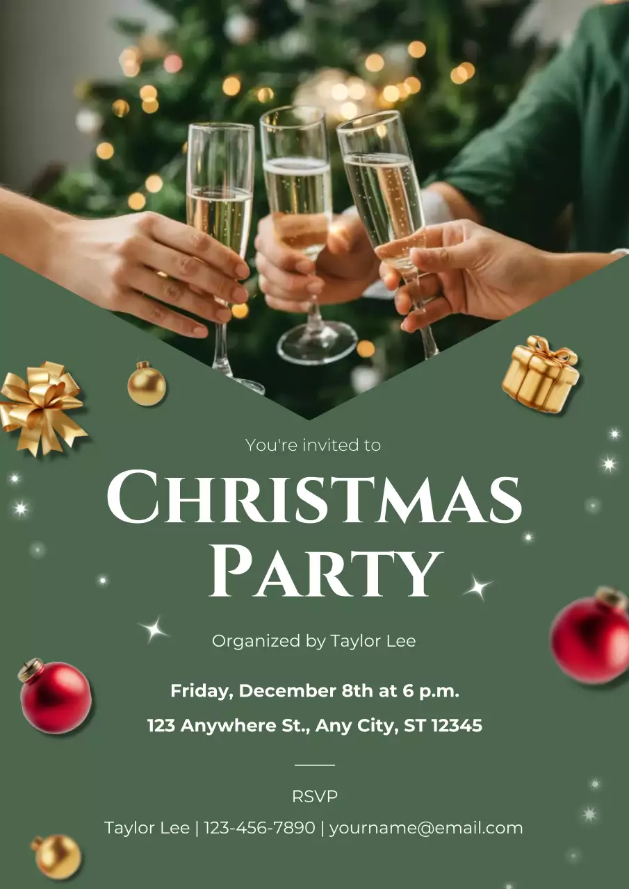 Green Elegant Party Invitation Poster