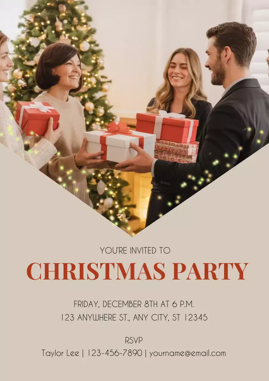 Beige Elegant Holiday Invitation Poster