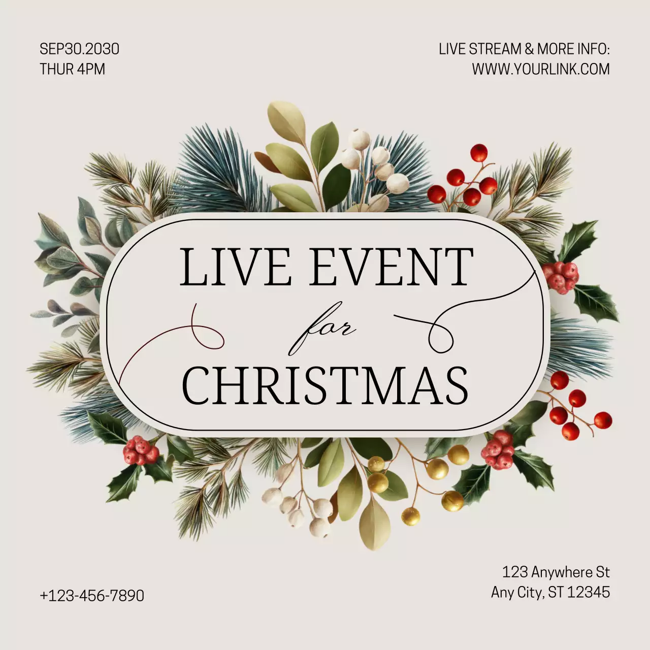 Beige Elegant Christmas Invitation Instagram Post