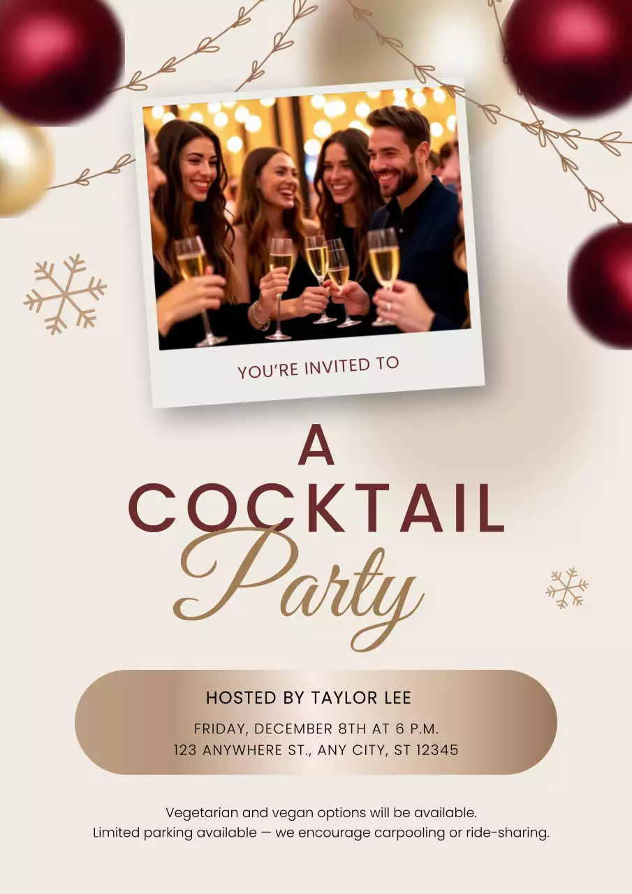 Beige Elegant Cocktail Party Invitation Poster