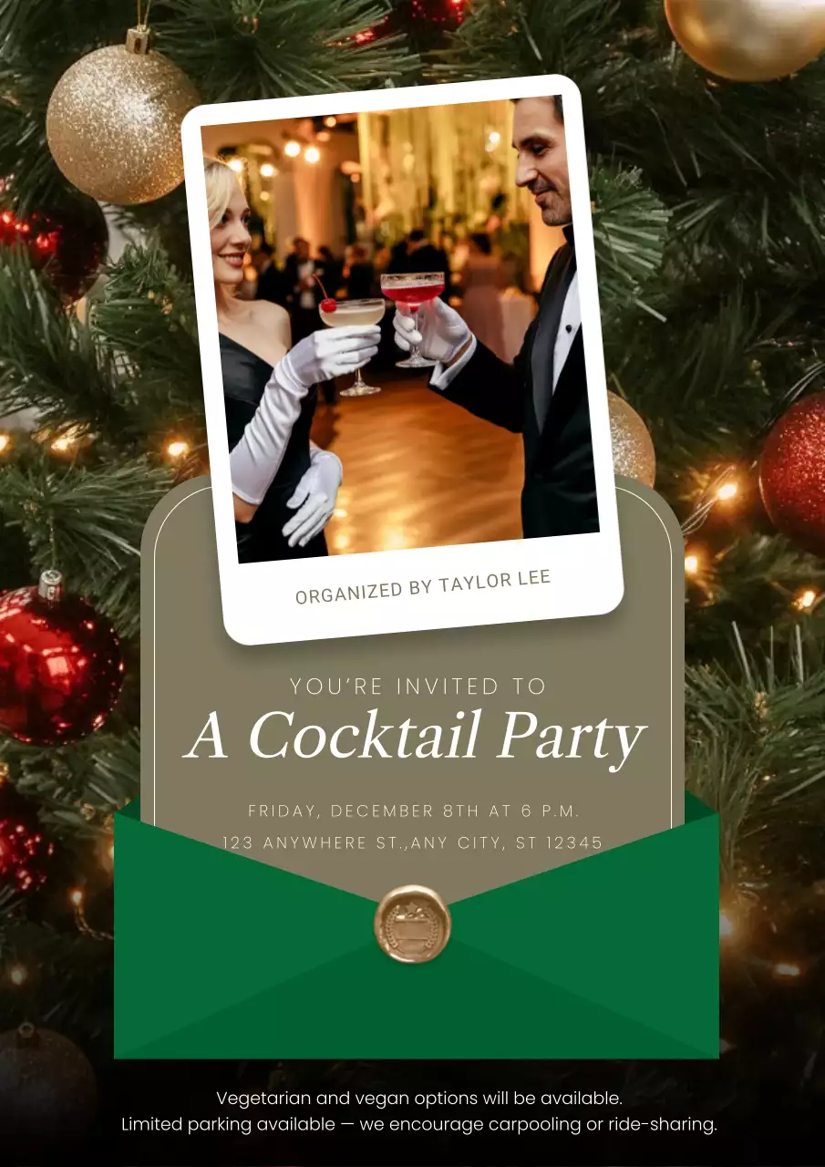 Green Elegant Cocktail Party Invitation Poster