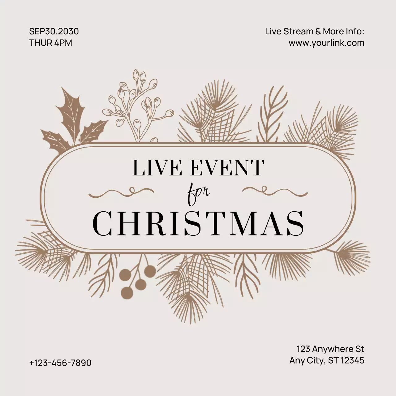 Beige Elegant Christmas Event Announcement Instagram Post