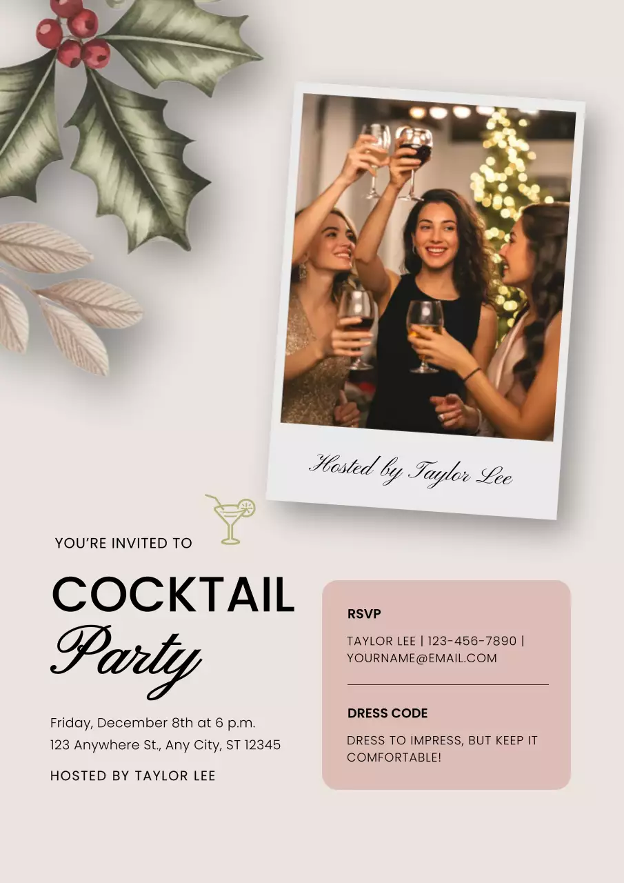 Beige Elegant Cocktail Party Invitation Poster