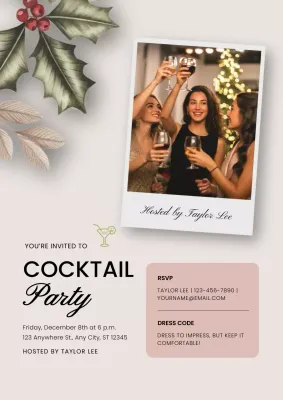 Beige Elegant Cocktail Party Invitation Poster