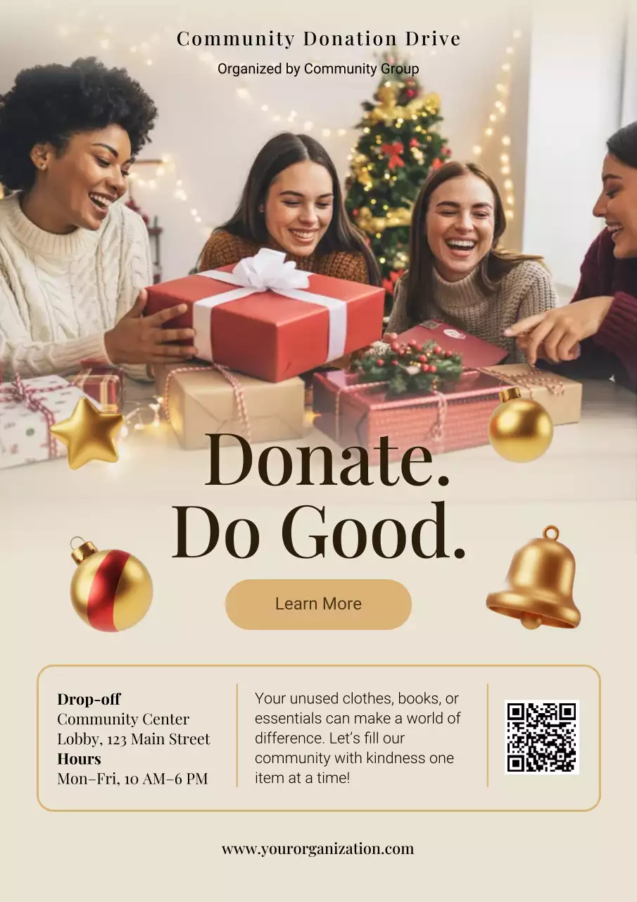 Beige Modern Donation Announcement Poster