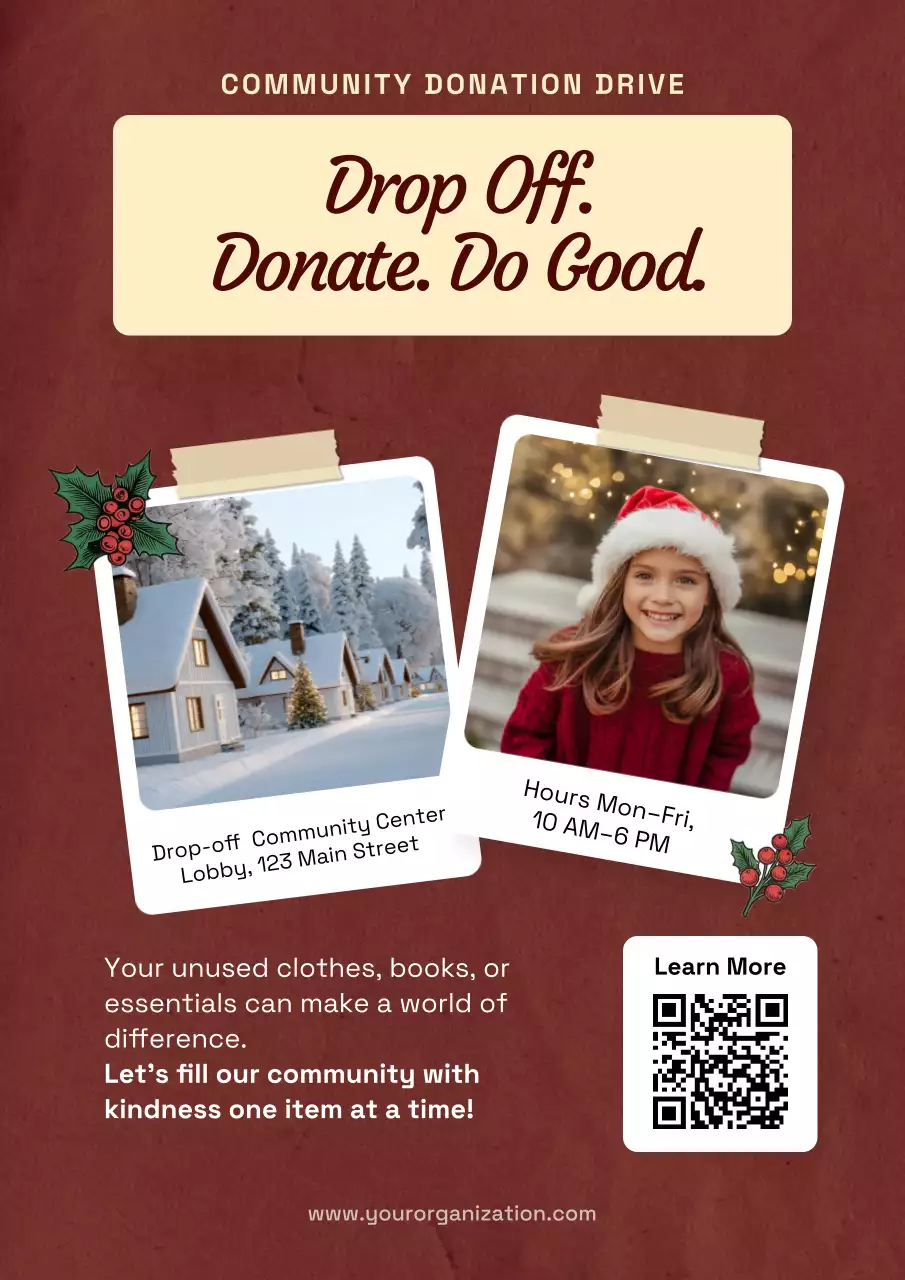 Red Festive Donation Announcement Poster