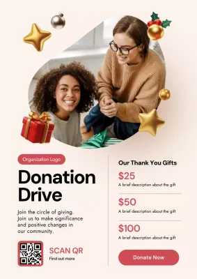 Beige Modern Donation Web Poster