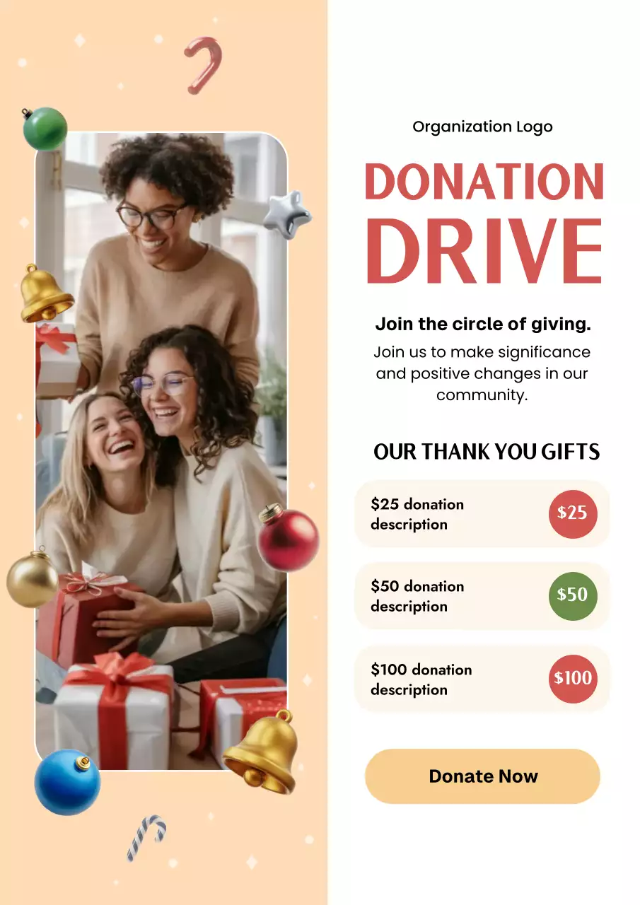 Beige Modern Donation Web Poster