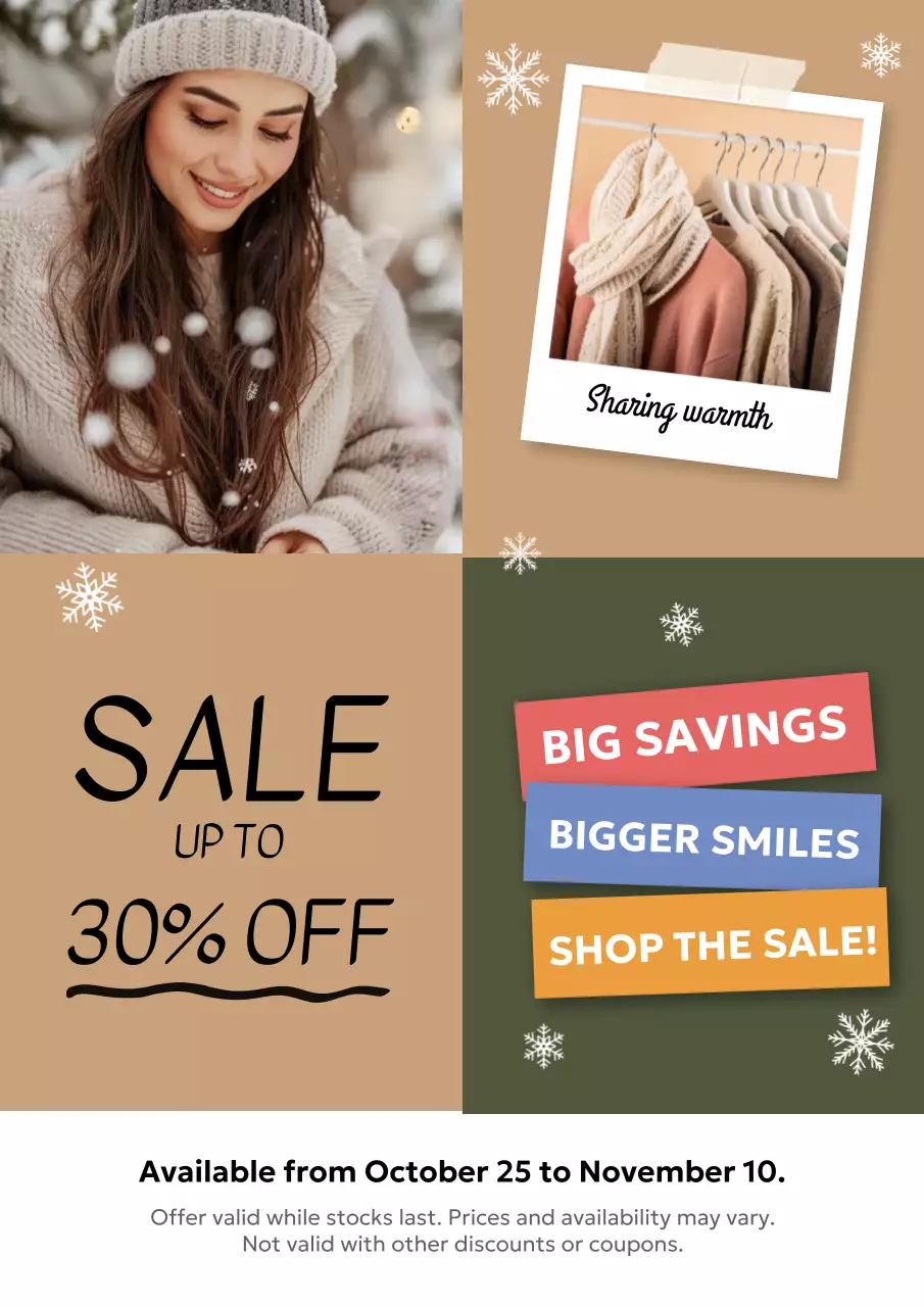 Beige Modern Winter Sale Promotion Poster