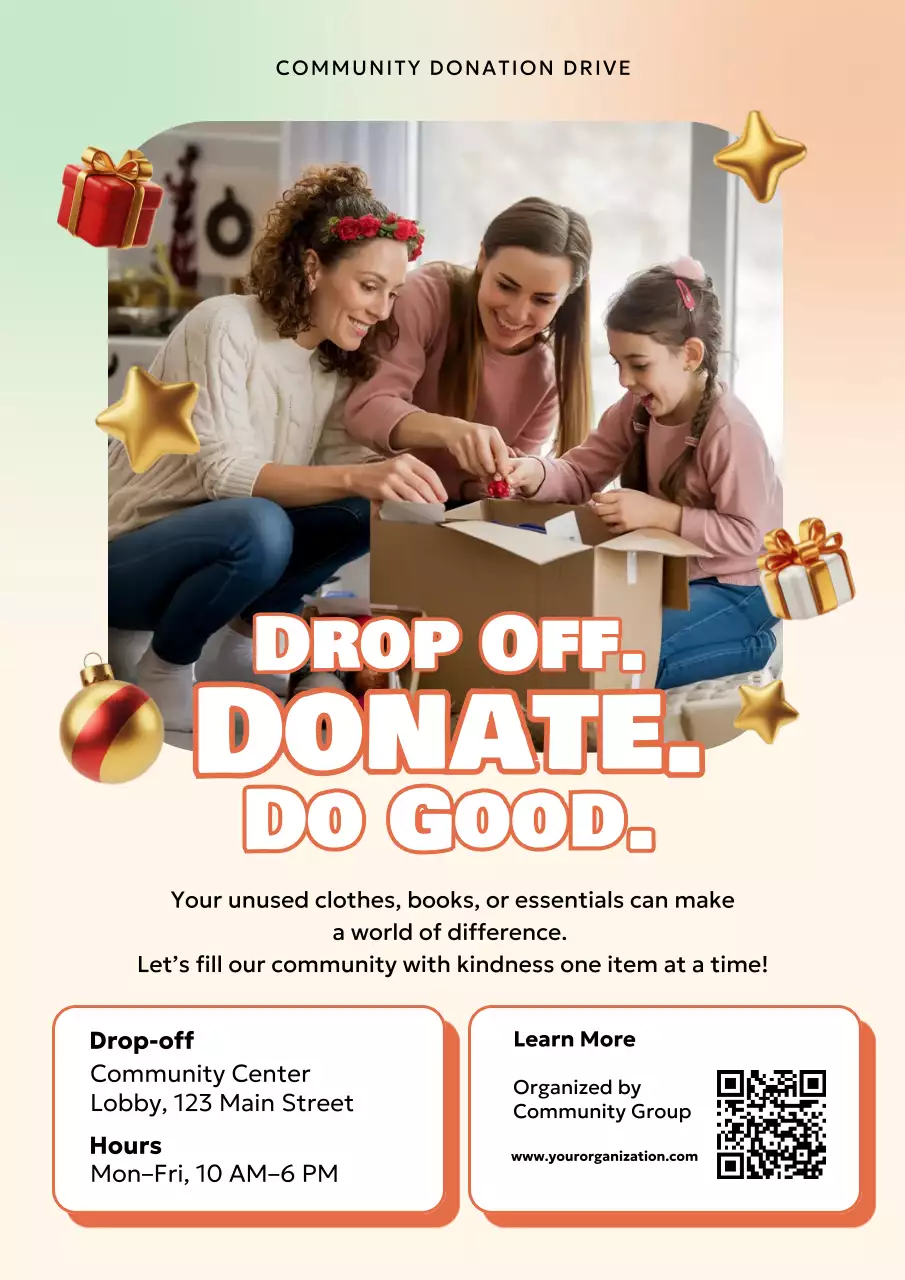 Beige Festive Donation Event Poster