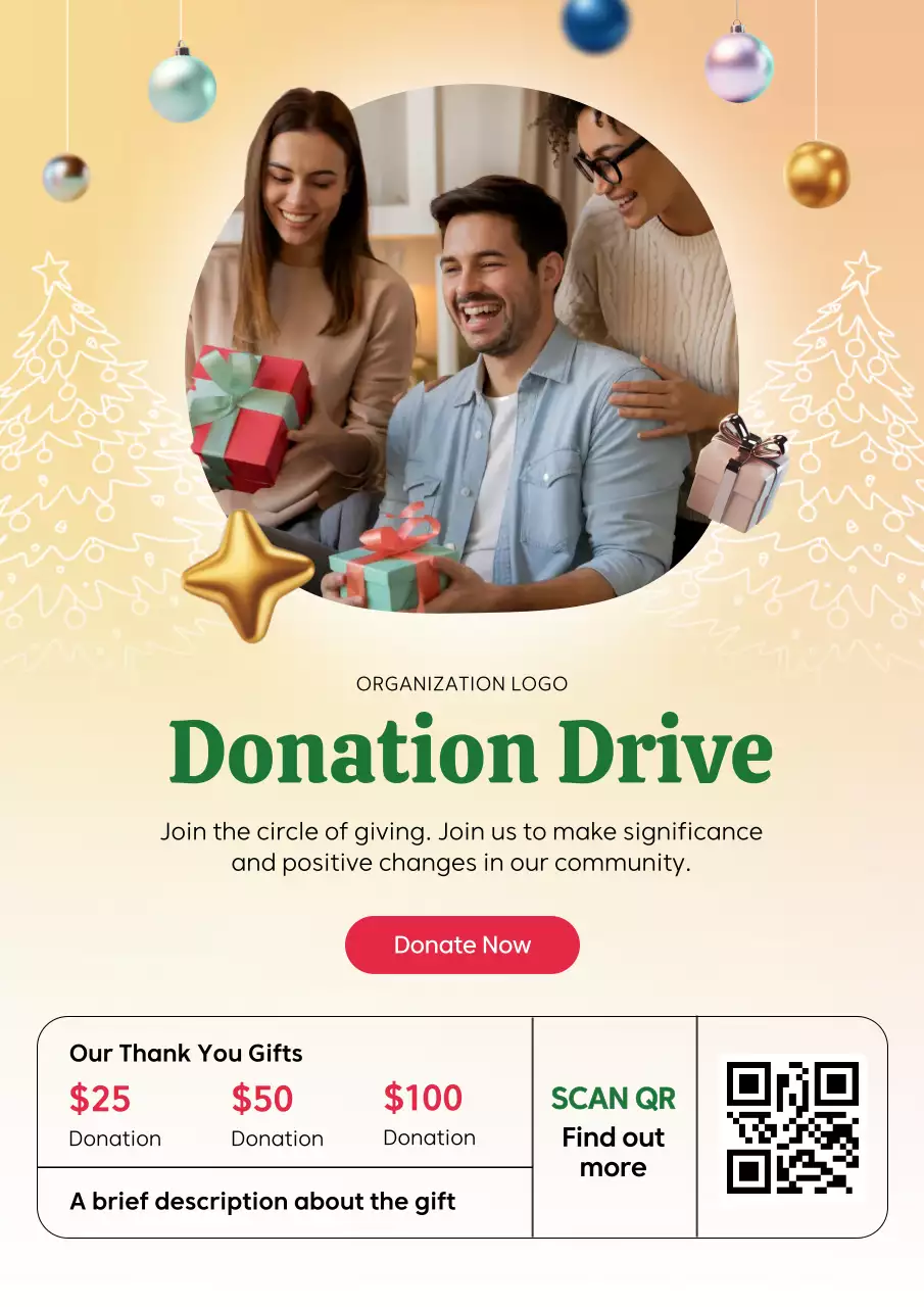 Orange Modern Donation Web Poster