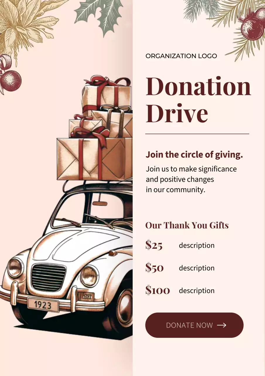 Beige Vintage Donation Web Poster