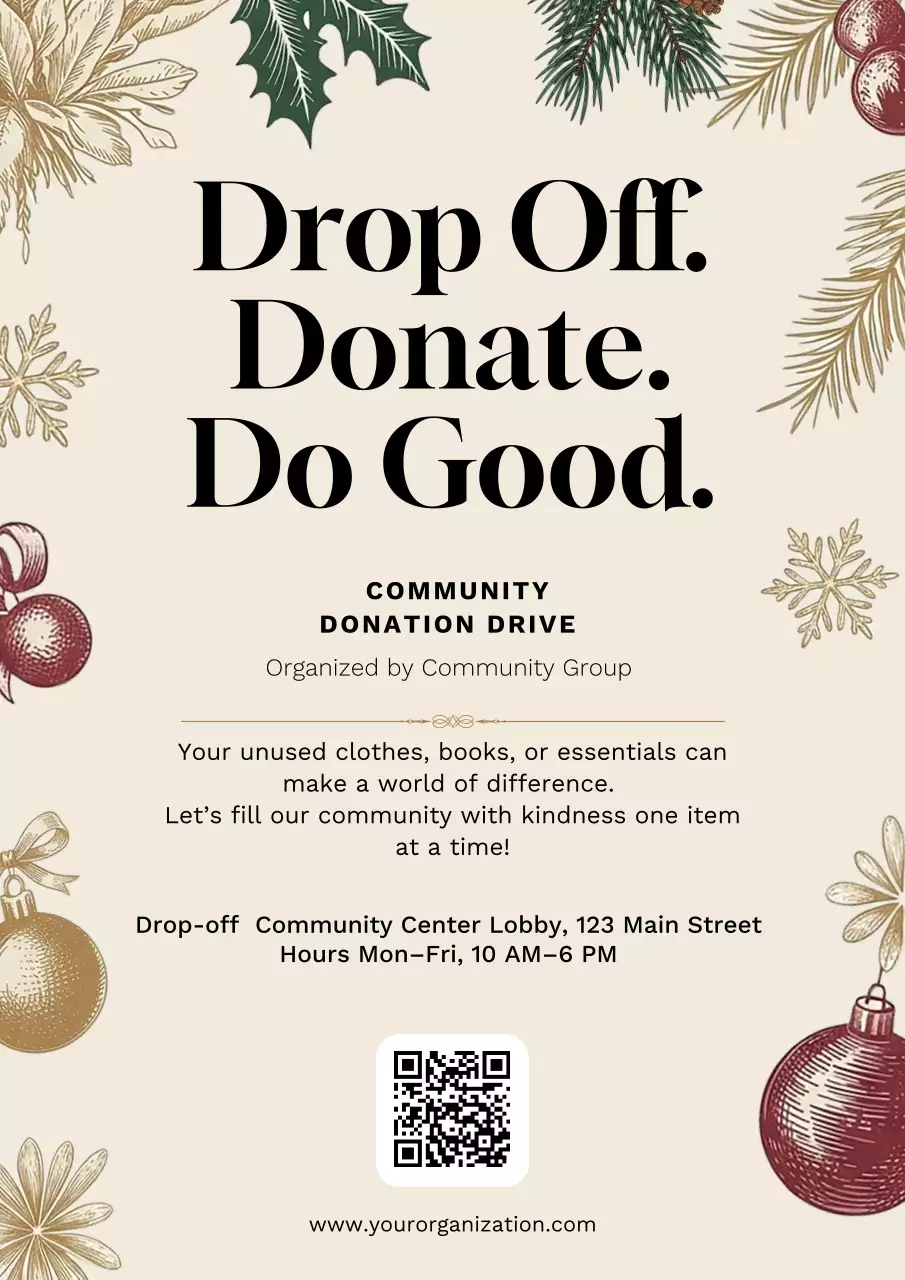 Beige Classic Donation Announcement Poster