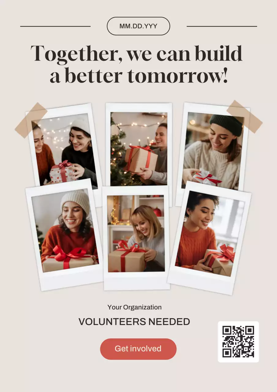 Beige Modern Volunteer Invitation Poster