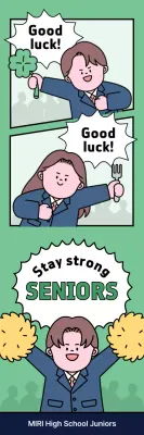 anúncio da escola de quadrinhos verde