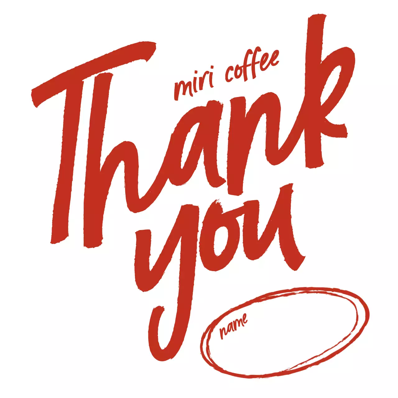 赤 シンプル コーヒー ラベル サンキュー