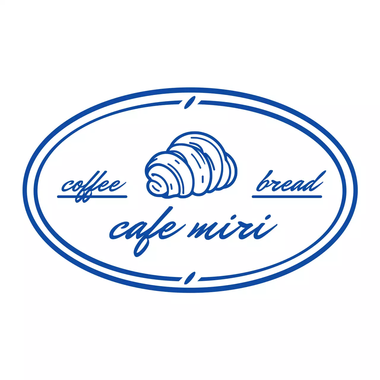 青 シンプル カフェ ロゴ シンボルロゴ