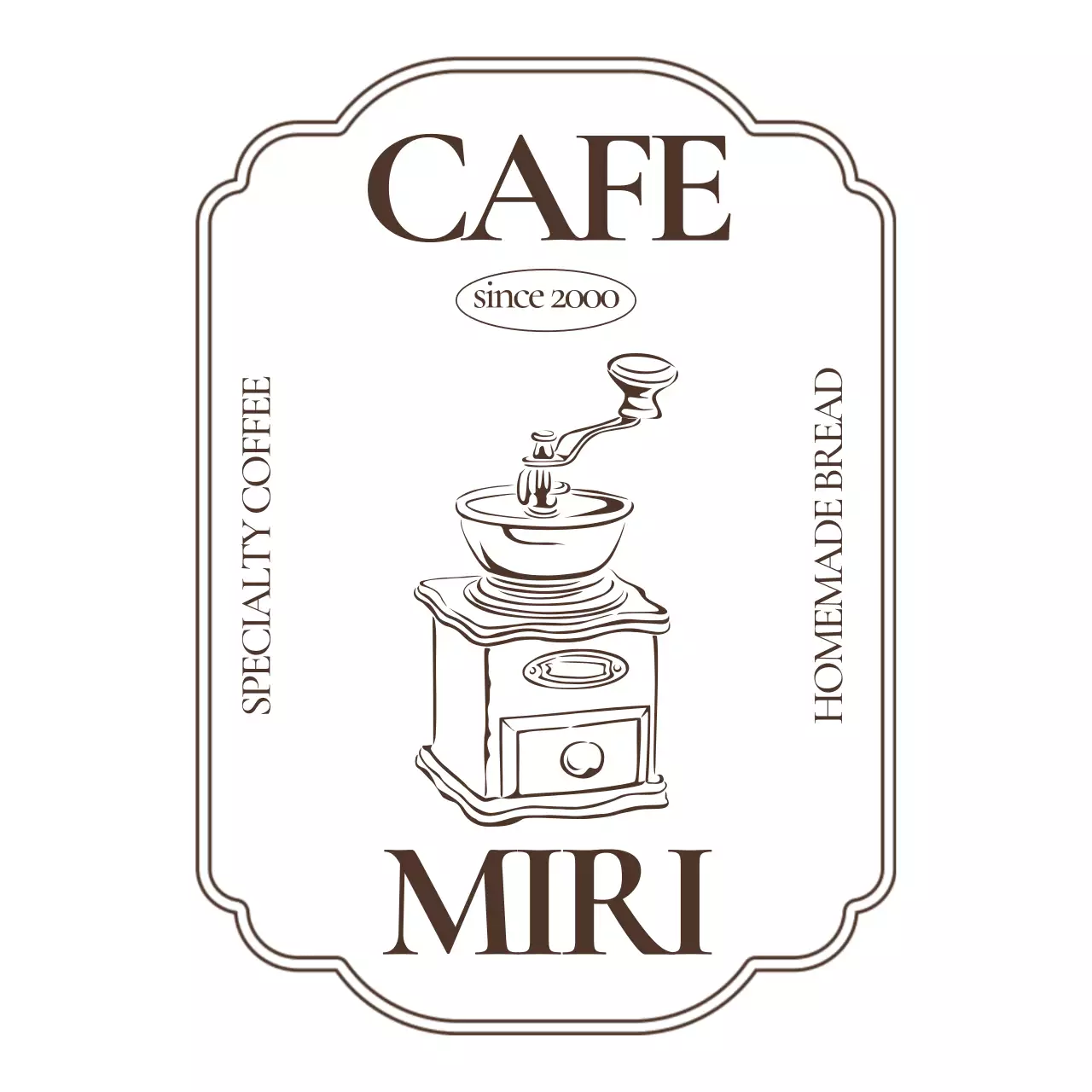 茶色 古風 カフェ ロゴ シンボルロゴ